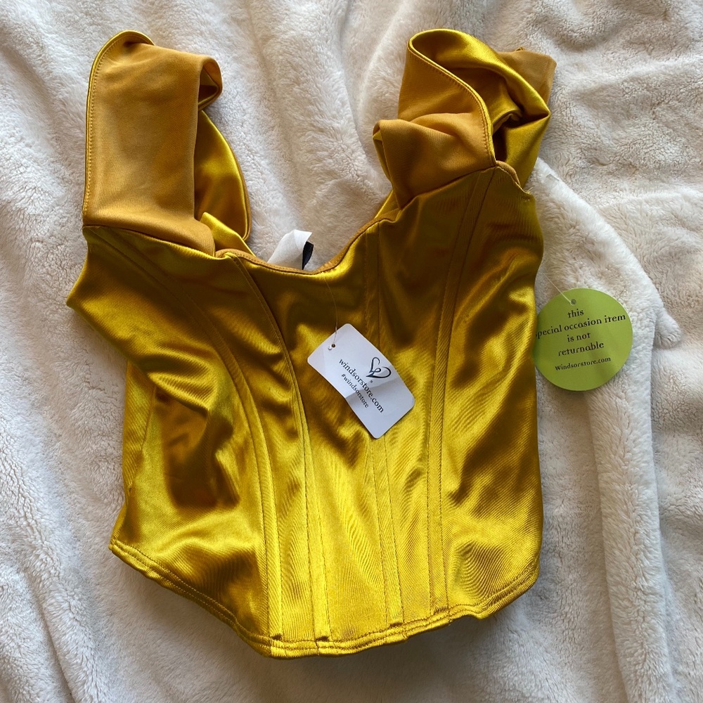 yellow corset like top